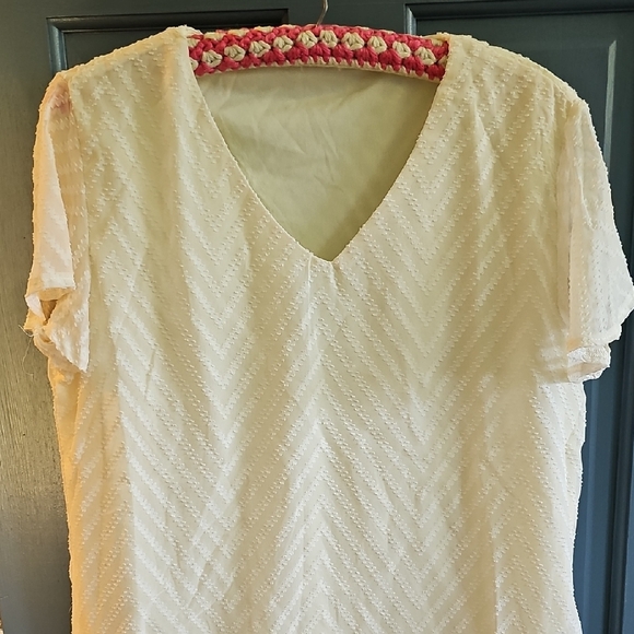 SHEIN Cream Textured Women's Blouse New Tags Summer Flare Sleeves Juniors - Picture 1 of 8